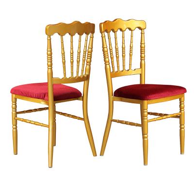 China Modern Wedding Fancy Gold Stainless Steel Hotel Chair Rental Chair For Restaurant And Banquet With Round Back for sale