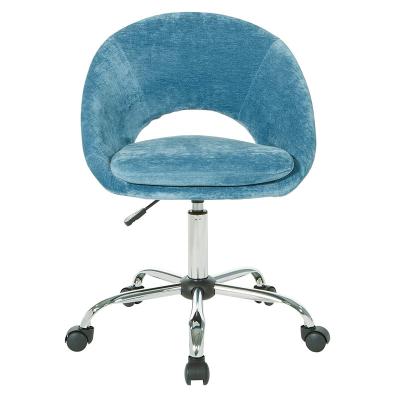 China Massage Blue Velvet Swivel Home Use Office Chair Hotel Office Chair With Five Base for sale