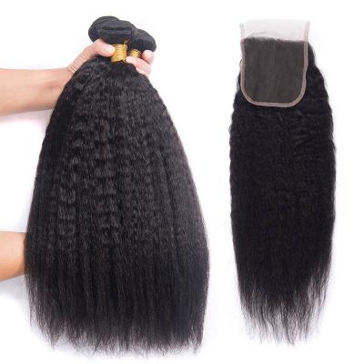 China Kinky Curly STRAIGHT Hair Bundles, HD Lace Curly Straight Bundles, Loose Curly Straight Hair Closure for sale