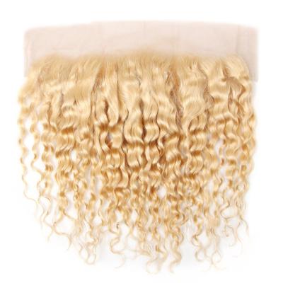 China Curly Blonde 13X4 Lace Frontal 613 Lace Frontal 613 Headband 13X6 HD Lace Frontal 613 Blonde Curly Russian Virgin Hair Frontal for sale