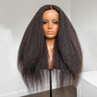 China Curly Straight Lace Front Yaki Closure Wig 13x6 Human Hair HD Lace Frontal , Curly Straight Yaki Hair Closure Wig for sale