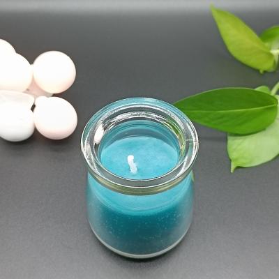 China Birthdays Luxury Private Label Handmade Custom Glass Jars Soy Crystal Blue Wax Scent Aromatherapy Christmas Birthday Candle for sale