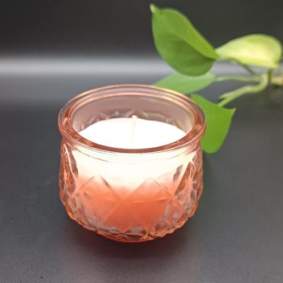 China Custom Made Luxury Handmade Private Label Pink Glass Jars Manifestation Christmas Aromatherapy Soy Wax Perfume Crystal Candle for sale