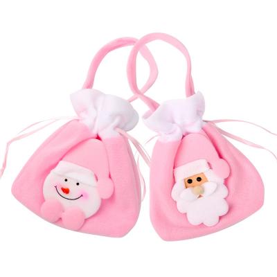 China Christmast Ornament Candy Bag 2020 Mini Santa Bags Small Christmas Drawstring Gift Bag Pink Sweet Bulk Candy Bag Wholesale for sale