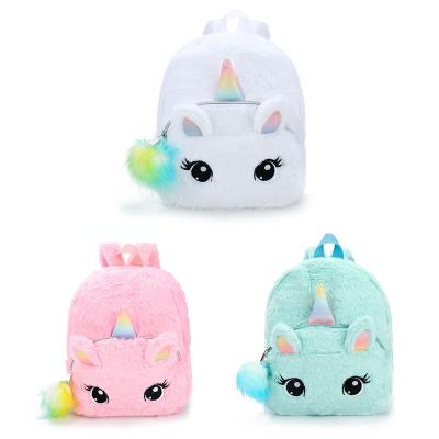 China Unicorn School Bag Kids Soft New Design Shoulders Bag Kawaii Stuffed Animal Plush Bags Toddler School Backpack for sale