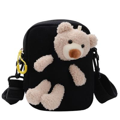 China Soft Plush Toy Cartoon Teddy Bear Canvas Backpack Promotional Cute Cross - Body Bag Bear Backpack Doll Kids Schoolbag Animal Toy for sale