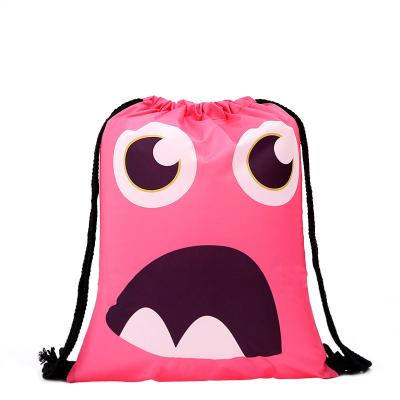 China Soft Custom Cartoon Nonwoven Fabric Drawstring Bag Eyes Drawstring Backpack Travel Children Yellow Shoulder Bag Large for sale