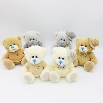 China Wholesale Custom 12cm Stuffed Gray Soft Cute Animal Key Chain Stuffed Toy Fashion Plush Toy Teddy Bear Doll With Hat Cloth for sale