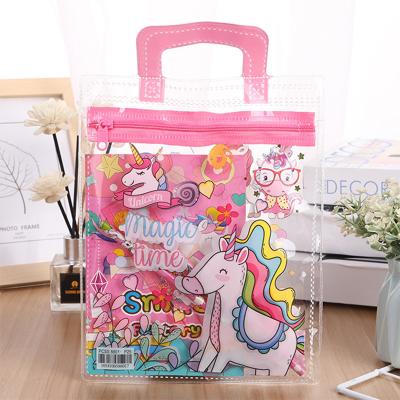 China Lovely Cardboard Styles Hot Selling Surprise Creative Pencil Ruler Doll Portable PVC Kids Stationery Set Student School Unicorn Supplies Christmas Gift for sale