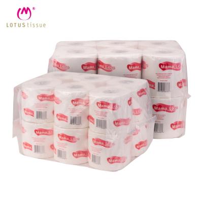 China Free Sample 2ply 500 Sheets Eco-friendly Comfortable Standard Core Natural Soft Paper Roll Toilet Paper Roll for sale