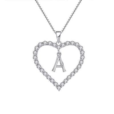 Cina YASVITTI 925 Sterling Silver Jewellery Heart-Shaped Necklace With A-Z Charms Letter in vendita