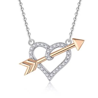 China YASVITTI OEM ODM High Quality 925 Sterling Silver Cupid Necklace Rose Gold Plated Heart Arrows Necklace For Lover Gift for sale