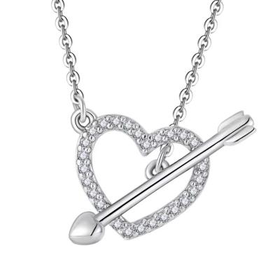 China YASVITTI 925 Sterling Silver Women's Necklace 'One Arrow through the Heart' Zircon Stone Valentine's Day Party Gift for sale