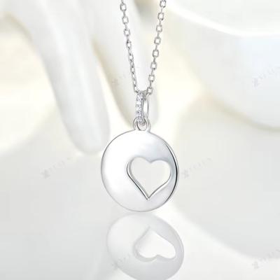 China YASVITTI Romantic 925 Sterling Silver Necklace Rhodium Plated Coin Hollow Love Heart Pendant Necklace for Valentine's Da for sale