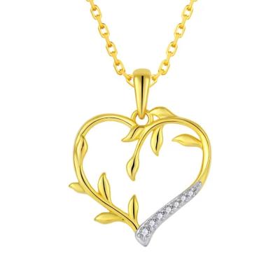 China YASVITTI Custom 18K Gold Plating Heart Leaf Pendant Necklace 925 Silver Fine Jewelry for sale