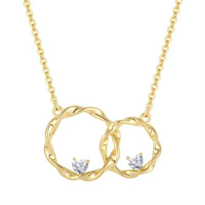 Κίνα YASVITTI 14K Yellow Gold Plated Interlocking Circle Heart Cubic Zirconia Pendant Necklace 925 Sterling Silver Jewelry προς πώληση