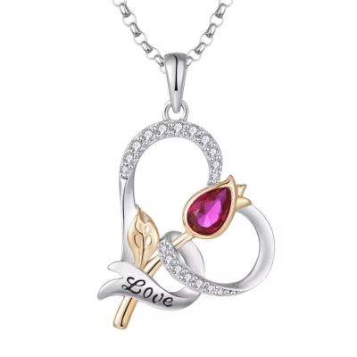 China YASVITTI Custom Sterling Silver 925 Heart Rose Flower Necklace Classic Rose Gold Plated Bridesmaid Wholesale Factory for sale