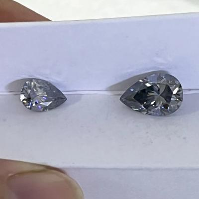 China Wholesale 0.5ct 1ct 2ct Grey Mossinate diamond Gem Gray Color Oval Pear Cut Loose natural moissanite wedding rings for sale