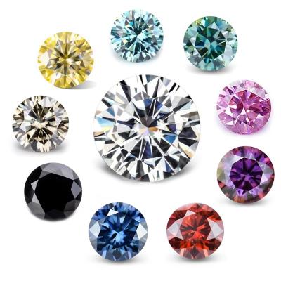 China Wholesale GRA Moissanite Gray Pink Yellow Champagne Blue Green Round Cut Loose Moissanite Diamond For Jewelry Making for sale