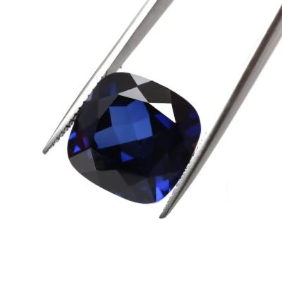 China Unique Moissanite Synthetic Sapphire Stone Cushion Cut 34# Blue Corundum Loose Gemstone For Jewelry Making for sale