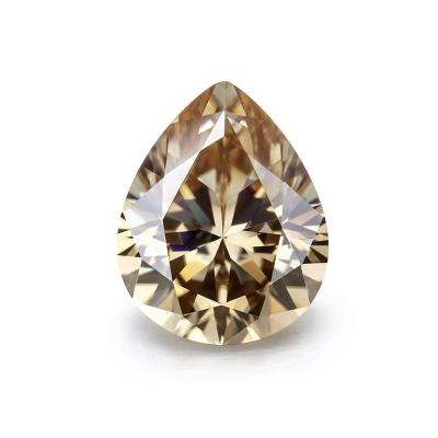 China Synthetic Corundum Moissanite Diamond Light Yellow Champagne Pear Loose Moissanite Stones for Ring for sale