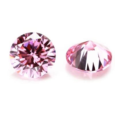 China 3A Quality Pink Color Wholesale Loose Gemstones Round Shape 2mm 3mm Synthetic Cubic Zirconia Custom Moissanite for Pendant for sale