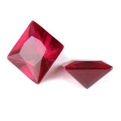 China best price Princess Square cut synthetic ruby 5# corundum loose gemstone inexpensive moissanite engagement rings for sale