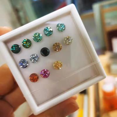 China GRA certificate Moissanite 1carat White Pink Yellow Champagne Blue Green Round cut 6.5mm VVS1 loose moissanite diamond for sale