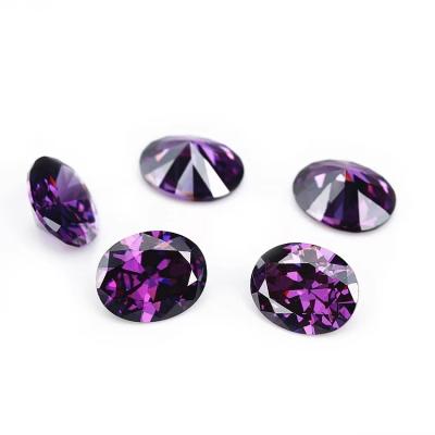 China High quality European Machine cut Amethyst color Oval shape 8x6mm loose gemstone synthetic cubic zirconia black for sale