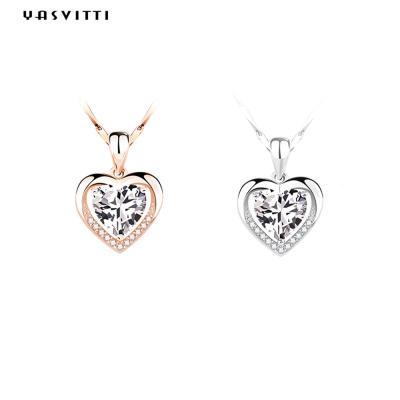 China 0.69ft 0.7oz Sterling Silver Heart Pendant Necklace Fiancée Zirkon-Halskette zu verkaufen