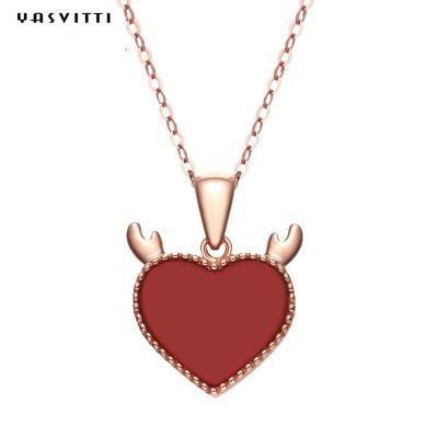 China Rotwild-Geweih-Herz-Halskette 3gram 15.7in Sterling Silver Heart Pendant Necklace modische zu verkaufen