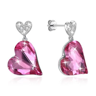 China 0.98x0.55in Sterling Silver Heart Earrings for sale