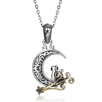 China Señoras Sterling Silver Necklaces del partido del SGS de Cat Necklace de la luna de 5,1 gramos 19m m en venta