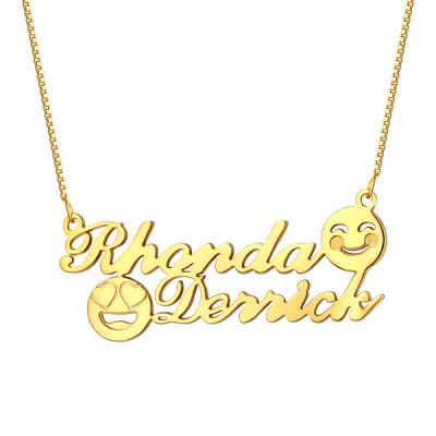 China 1.8ft 0.07oz Emoji de Gouden Halsband van de Halsbands925 Herdenkings Aanvankelijke Naam Te koop