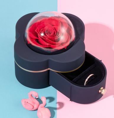 China ODM Halsband Ring Jewelry Gift Box 0.24Kg 95*95*85mm voor Rose Flower Te koop