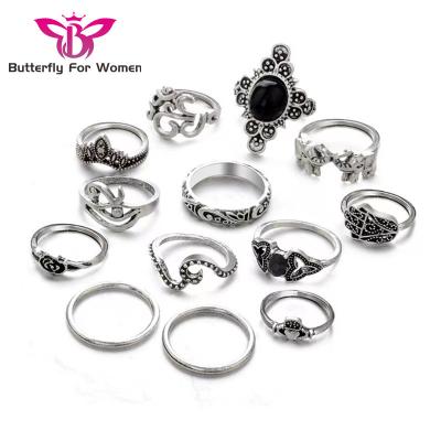 China Low Price Punk Women Vintage Chunky Stainless Steel Punk Fashion Jewelry Adjustable Rings for sale