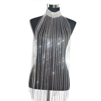 China Popular Women Vintage Rhinestone Shiny Body Chain Halter Cappa Shinning for sale