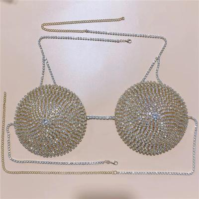 China Popular Vintage Women Rhinestone Shiny Sexy Body Chain Romantic Diamond Bra for sale