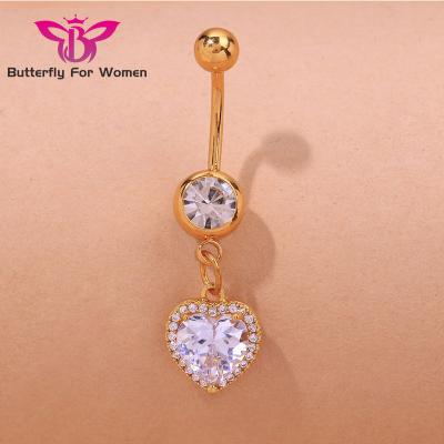 China High Quality Vintage 14k White Gold Ladies Body Jewelry Fork Belly Button Rings for sale