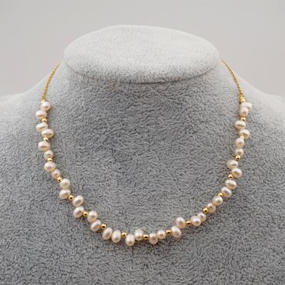 China FASHIONABLE Natural Pearl Necklace Necklace 18K Freshwater Gold Plated Brass Pearl Bracelet Necklaces Beaded Jewelry Set for sale