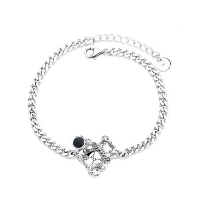 China TREND S925 Korean Bear Necklace Letter Printing Women Luxury Sterling Silver Wearing Chain Bracelet FASHIONABLE Fine Jewelry for sale