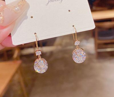 China FASHIONABLE Delicate White Zircon Earrings Hook Simple Sense Earrings Versatile High Drop for sale