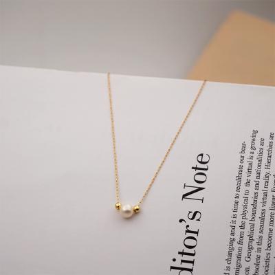 China TRENDY Nature Freshwater Pearl 18k Gold Plated Stainless Steel Chocker Sweater Pearl Necklace With Charms for sale