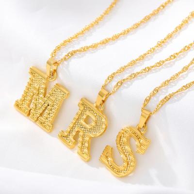 China TRENDY Fashion 18k Gold Plated Initial Letter A | Z Stainless Steel Alphabet Necklace Non Tarnish Jewelry for sale