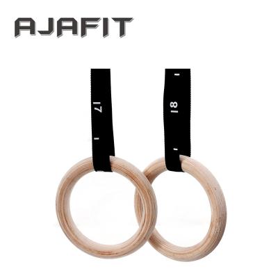 China High Quality Custom Logo Strength Training Wooden Gym Abdominal Exerciser Rings for sale