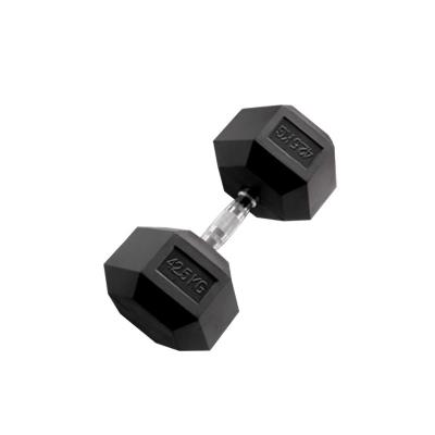 China Chrome Handle PVC Coated Hex Dumbbells Hex Hammers Fitness Rubber Dumbbells for sale