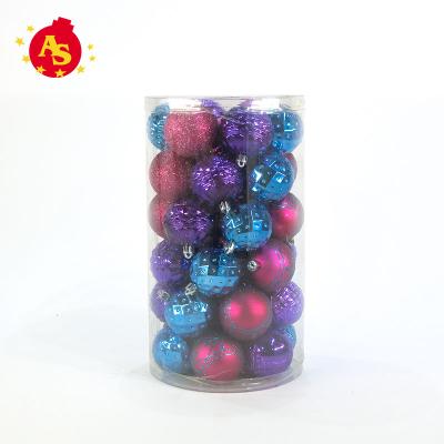 China Indoor Christmas Tree Light Ornament Pendant Set 30Pcs Shiny Christmas Ornaments Decorative Red Purple And Blue Christmas Ball for sale