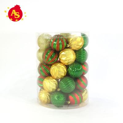 China 2022 Plastic Christmas Ornament Indoor Decorations Light Tree Christmas Ornaments Set Yellow Christmas Decorate Colorful Balls for sale