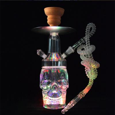 China Durable Acrylic Skull Hookahs With LED Ring Lamp Shisha Skull Hookah Led Light for sale