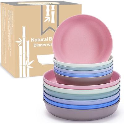 China Good Place Sustainable Hot Sale Eco-Friendly Smell Biodegradable Dishes The Wheat Straw Tableware 12 Pcs Set Set for sale